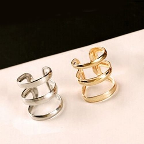 Women Punk Ear Clip Cuff Earrings Non-Piercing Hollow U-Shape Clip On Jewelry Image 4