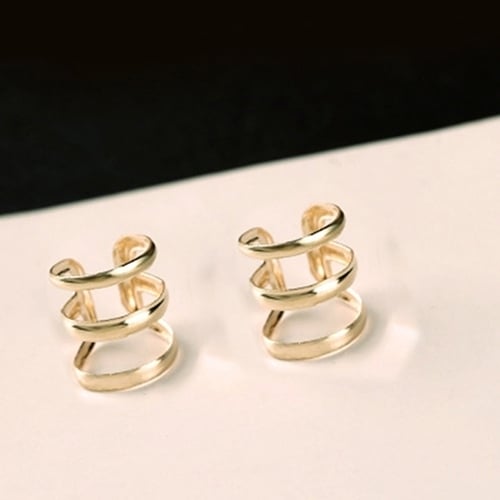 Women Punk Ear Clip Cuff Earrings Non-Piercing Hollow U-Shape Clip On Jewelry Image 8