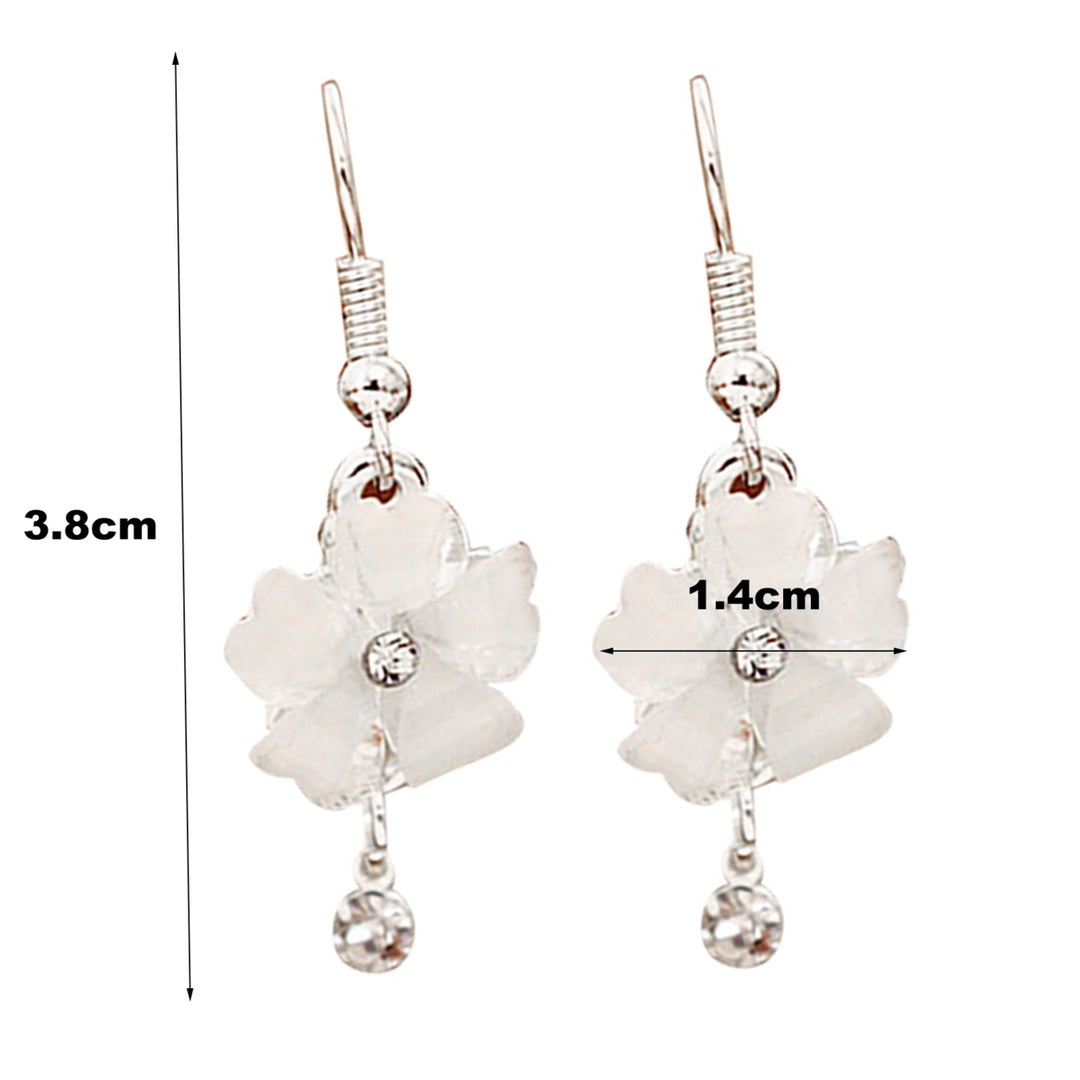 Hook Earrings Elegant Piercing Women Flower Petals Rhinestone Ear Dangle for Wedding Image 8