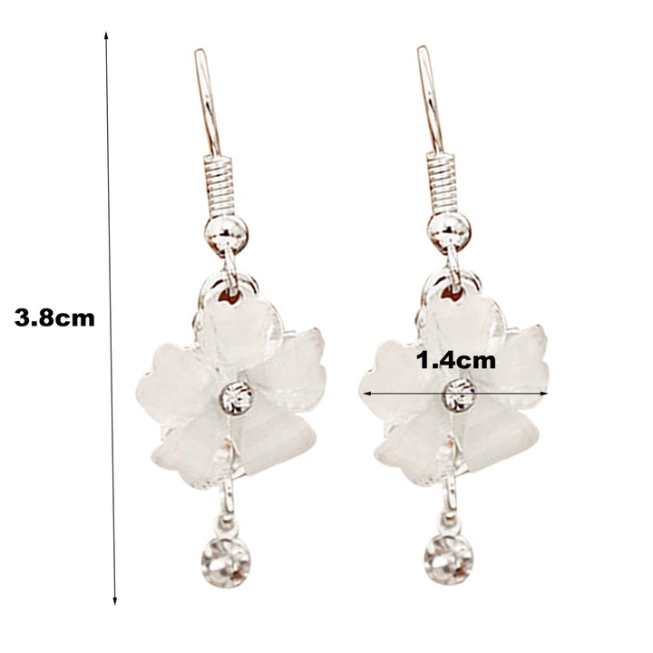 Hook Earrings Elegant Piercing Women Flower Petals Rhinestone Ear Dangle for Wedding Image 8