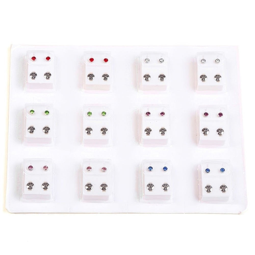 12Pairs Metal Ear Studs Earrings for Piercing Machine Ear Piercing Tool Kit Image 2