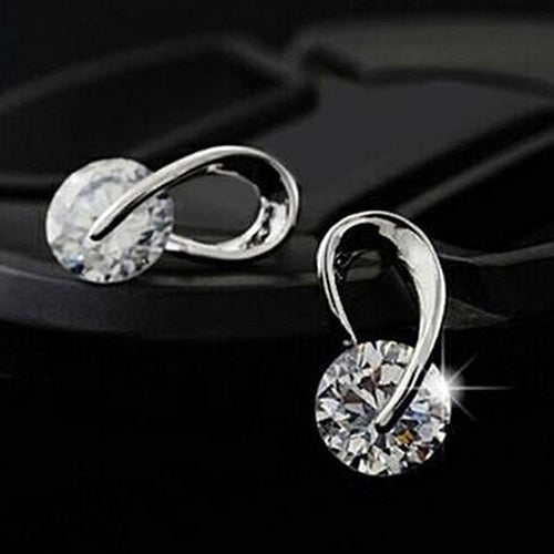 1Pair Womens Korean Style Luxury Embedded Zircon Spiral Stud Earrings Jewelry Image 1