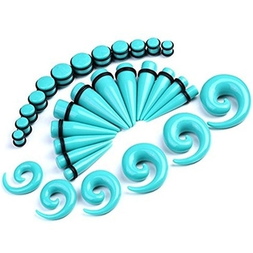 30 Pcs Spiral Tapers Plugs Big Gauges Kit 10-20mm Turquoise Stretching Set Image 1