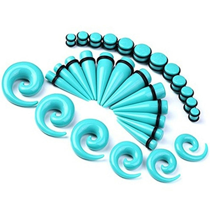 30 Pcs Spiral Tapers Plugs Big Gauges Kit 10-20mm Turquoise Stretching Set Image 2