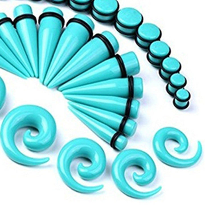 30 Pcs Spiral Tapers Plugs Big Gauges Kit 10-20mm Turquoise Stretching Set Image 4