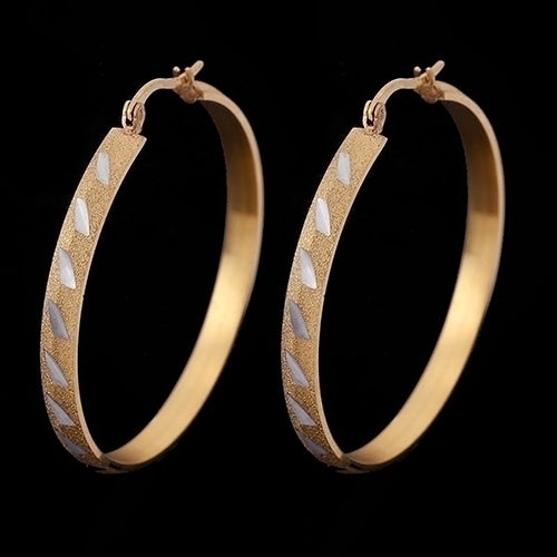 Womens Fashion Golden Plated Big Large Hoop Dangle Earrings Jewelry Charm Image 2