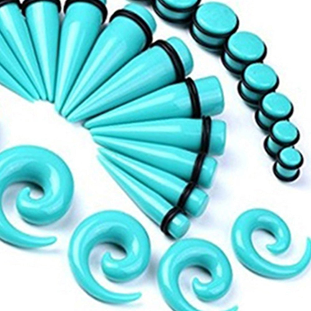 30 Pcs Spiral Tapers Plugs Big Gauges Kit 10-20mm Turquoise Stretching Set Image 4