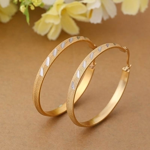 Womens Fashion Golden Plated Big Large Hoop Dangle Earrings Jewelry Charm Image 4