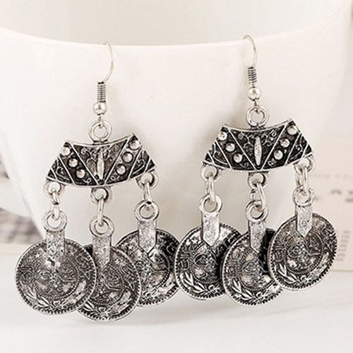 Women Retro Gypsy Bohemian Statement Tibetan Tribal Drop Dangle Hook Earrings Image 1