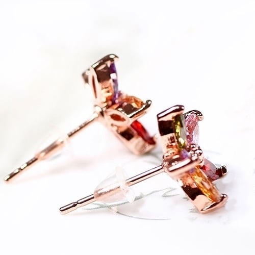 Womens Fashion Gorgeous Multicolor Zircon Flower Ear Studs Earrings Jewelry Image 4