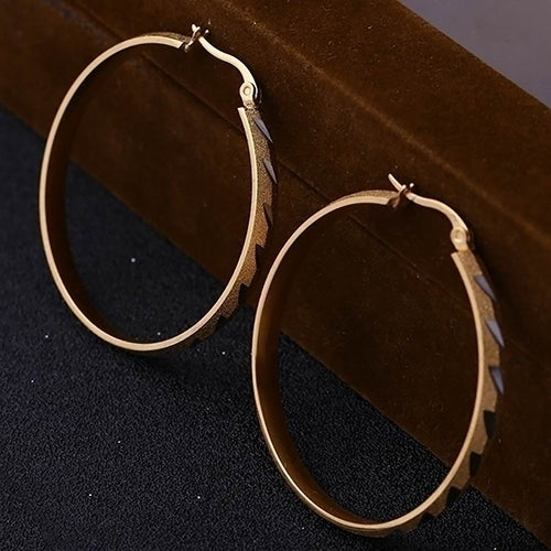 Womens Fashion Golden Plated Big Large Hoop Dangle Earrings Jewelry Charm Image 7