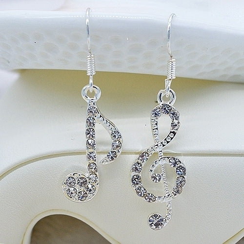 Womens Fashion Music Note Elegant Silver Color Jewelry Charm Hook Earring Image 2