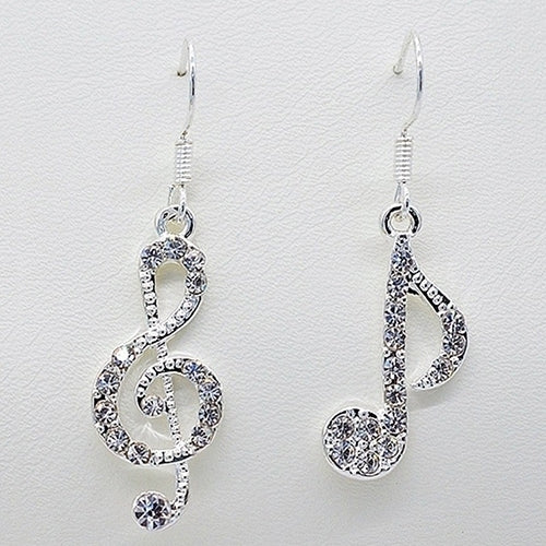 Womens Fashion Music Note Elegant Silver Color Jewelry Charm Hook Earring Image 3