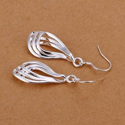 Women Silver Plated Waterdrop Dangle Ear Hook Earrings Jewelry Charm Xmas Gift Image 2