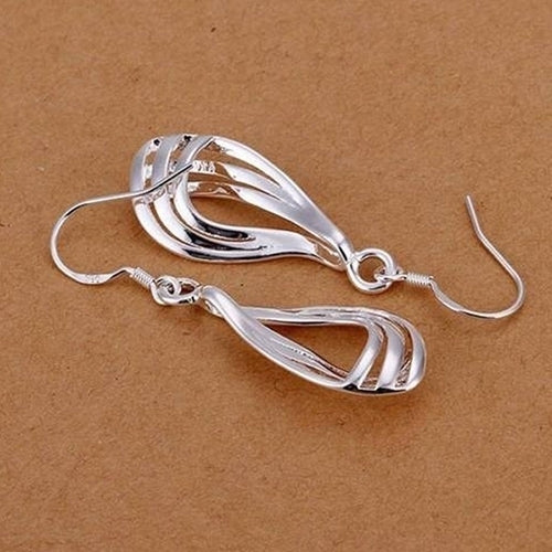 Women Silver Plated Waterdrop Dangle Ear Hook Earrings Jewelry Charm Xmas Gift Image 3