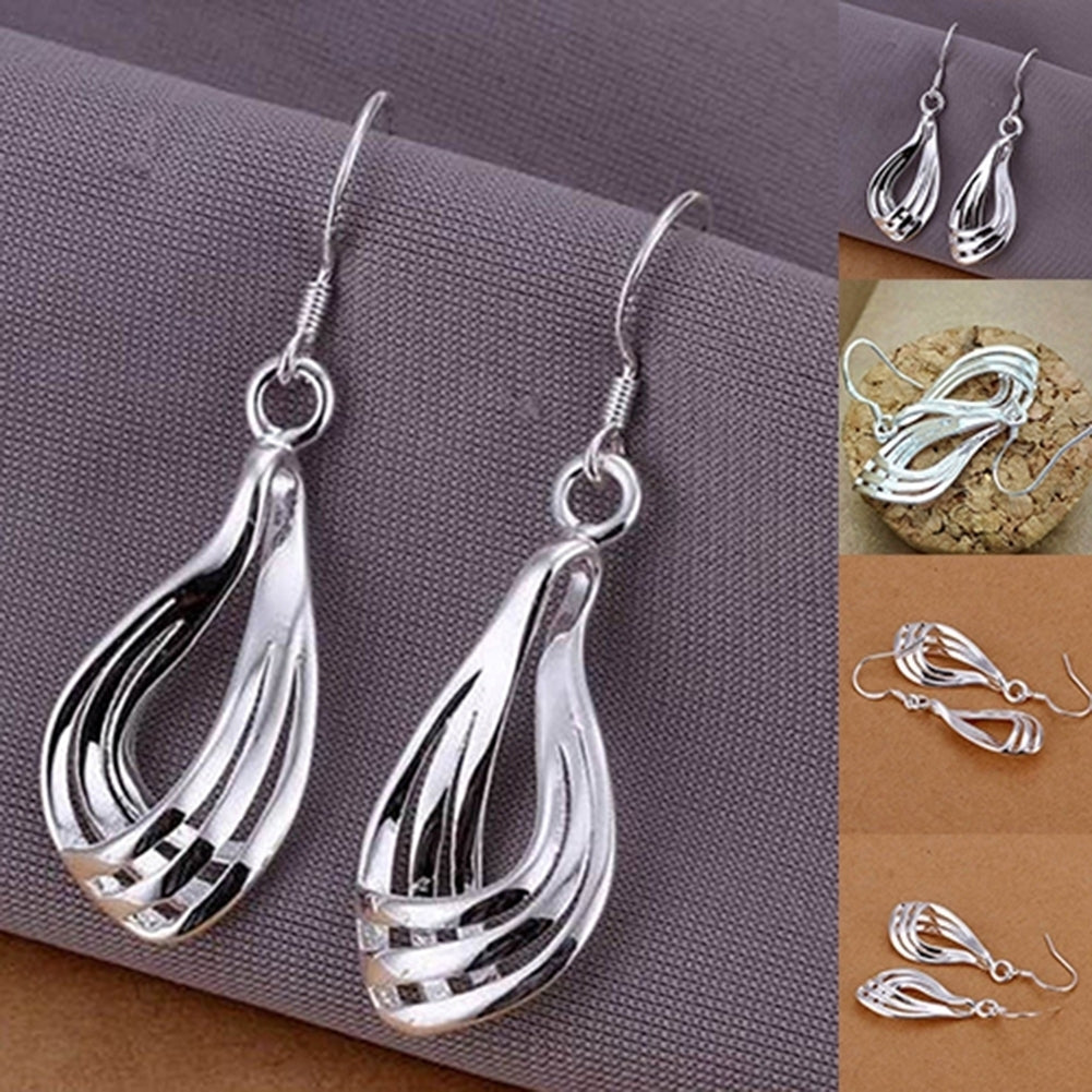 Women Silver Plated Waterdrop Dangle Ear Hook Earrings Jewelry Charm Xmas Gift Image 4