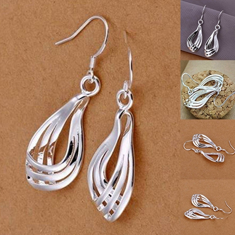 Women Silver Plated Waterdrop Dangle Ear Hook Earrings Jewelry Charm Xmas Gift Image 6