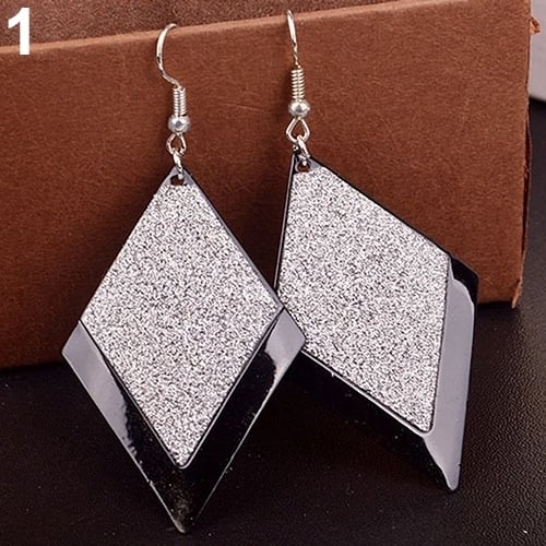 Elegant Women Lady Rhombus Dangle Ear Hook Earrings Evening Party Jewelry Image 2