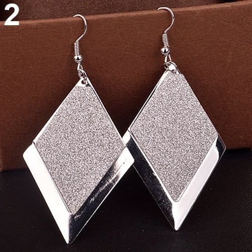 Elegant Women Lady Rhombus Dangle Ear Hook Earrings Evening Party Jewelry Image 3