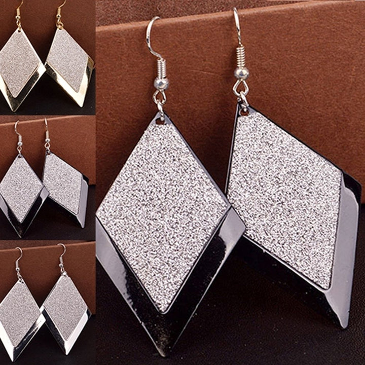 Elegant Women Lady Rhombus Dangle Ear Hook Earrings Evening Party Jewelry Image 6