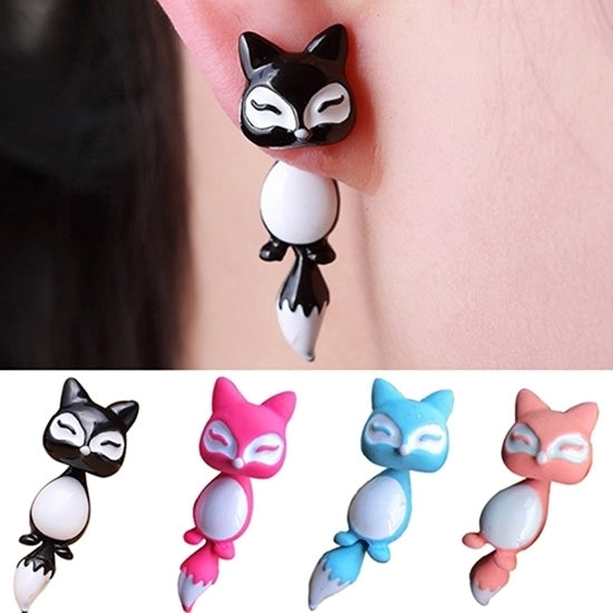 1Pc Womens Chic Cute 3D Fox Ear Stud Gift Party Lovely Cartoon Animal Earring Image 1