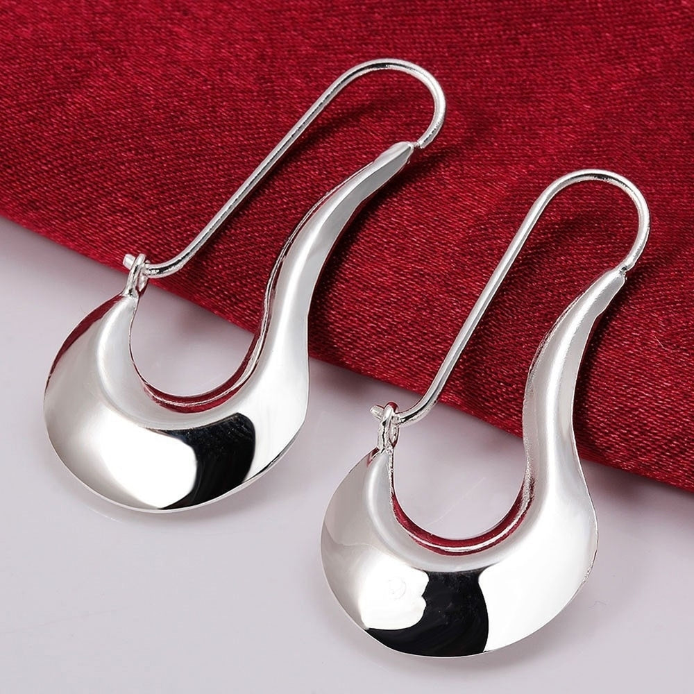 Minimalist Irregular Geometric Pendant Women Silver Plated Leverback Earrings Image 2