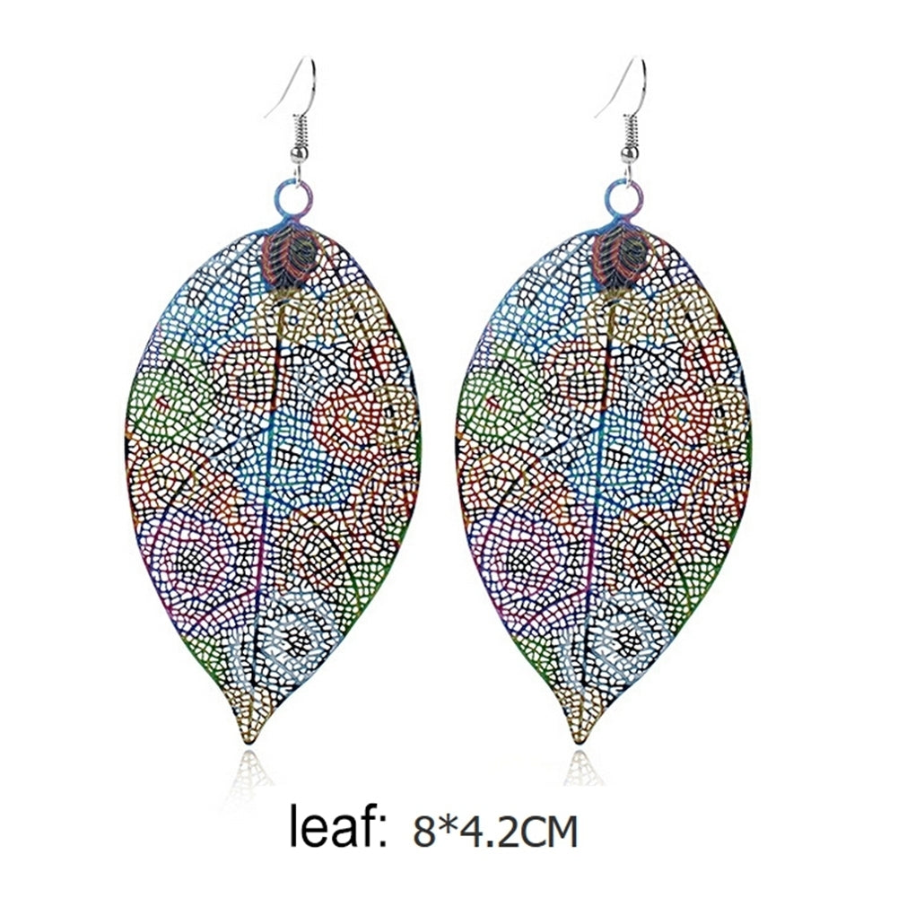 Fashion Women Colorful Printed Leaf Shape Dangle Hook Earrings Bouquet Jewelry Image 7