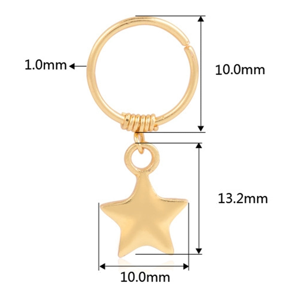 1 Pc Lady Copper Ring Alloy Star Pendant Cartilage Hoop Piercing Upper Ear Stud Image 4