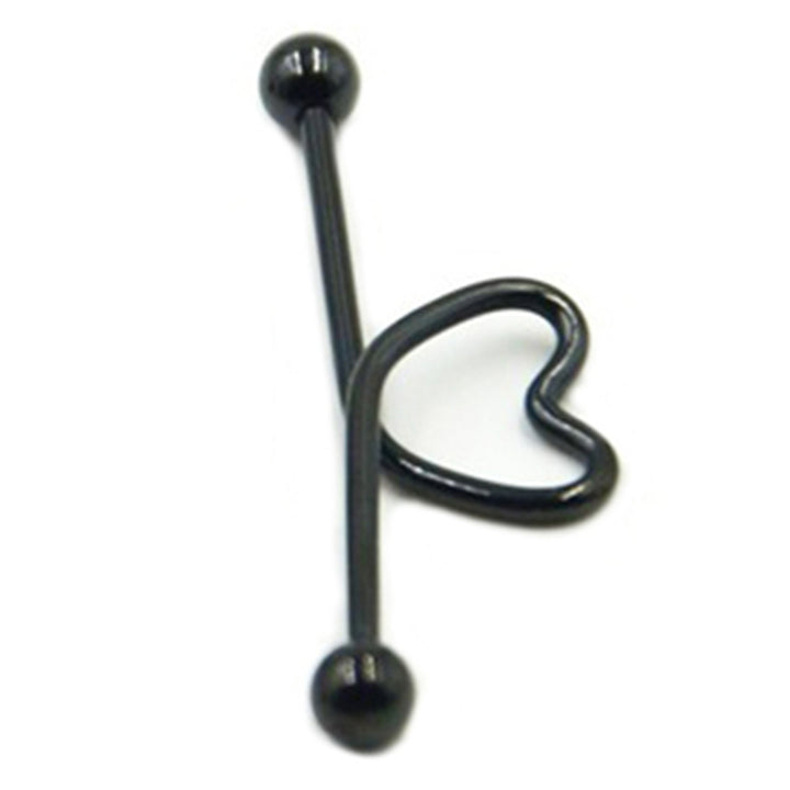 1Pc Unisex Stainless Steel Heart Shaped Cartilage Piercing Industrial Barbell Image 4