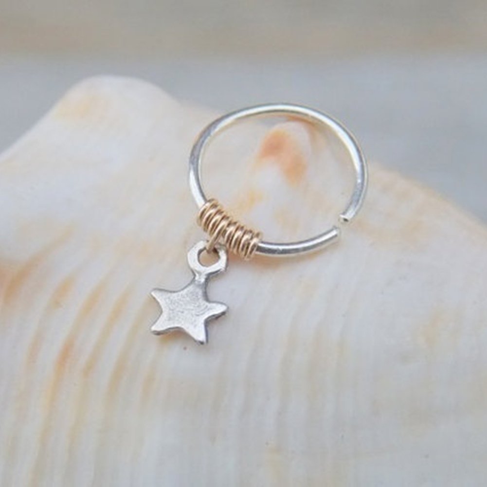 1 Pc Lady Copper Ring Alloy Star Pendant Cartilage Hoop Piercing Upper Ear Stud Image 7