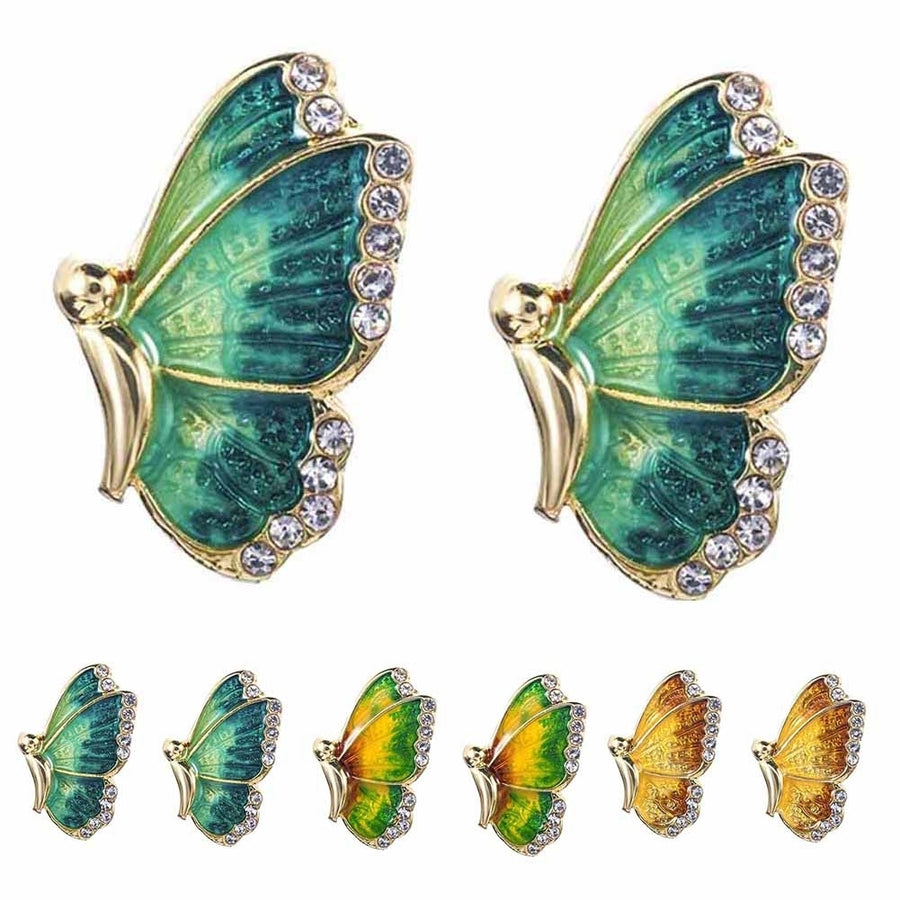 Fashion Women Colorful Butterfly Rhinestone Enamel Charm Stud Earrings Jewelry Image 1