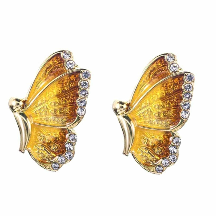 Fashion Women Colorful Butterfly Rhinestone Enamel Charm Stud Earrings Jewelry Image 3