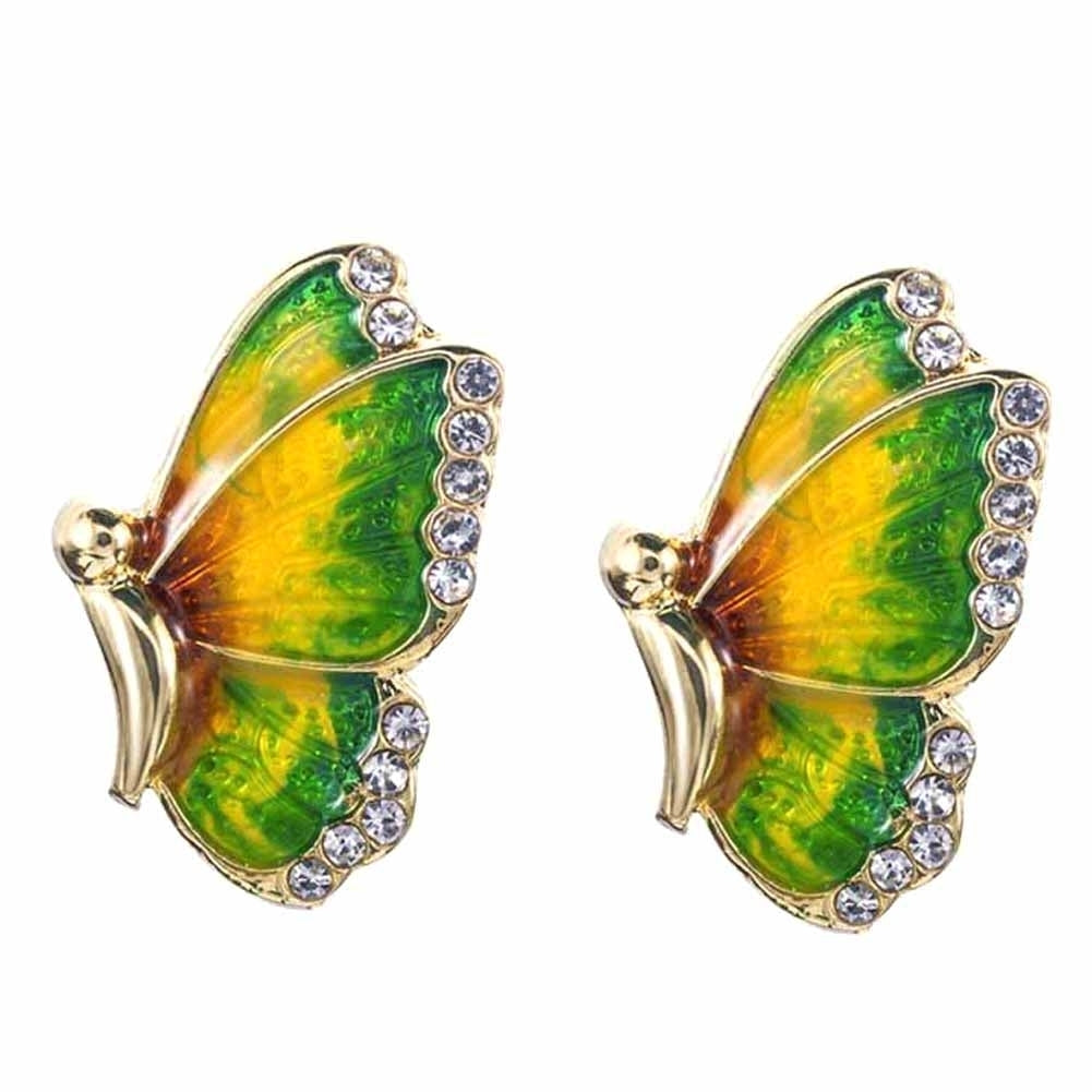 Fashion Women Colorful Butterfly Rhinestone Enamel Charm Stud Earrings Jewelry Image 4