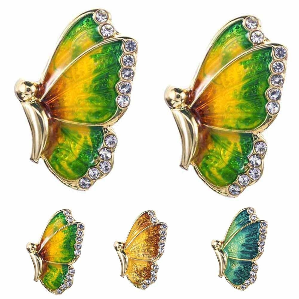 Fashion Women Colorful Butterfly Rhinestone Enamel Charm Stud Earrings Jewelry Image 4