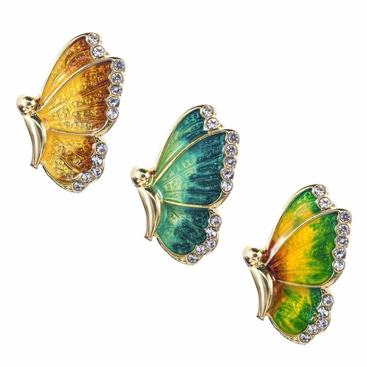 Fashion Women Colorful Butterfly Rhinestone Enamel Charm Stud Earrings Jewelry Image 6