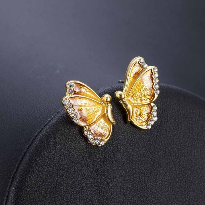 Fashion Women Colorful Butterfly Rhinestone Enamel Charm Stud Earrings Jewelry Image 10