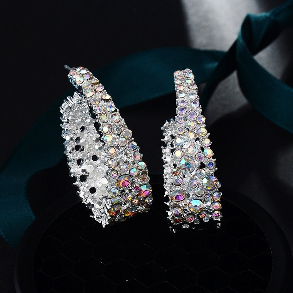 Luxury U Shape Full Rhinestone Inlaid Women Party Stud Earrings Jewelry Gift Image 6