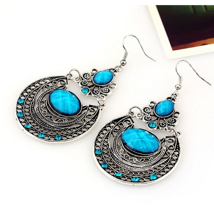 Bohemia Lady Hollow Rhinestone Inlaid Dangle Hook Earrings Party Banquet Jewelry Image 1