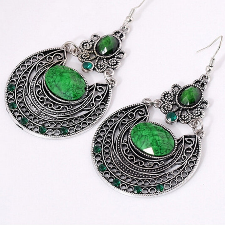 Bohemia Lady Hollow Rhinestone Inlaid Dangle Hook Earrings Party Banquet Jewelry Image 3