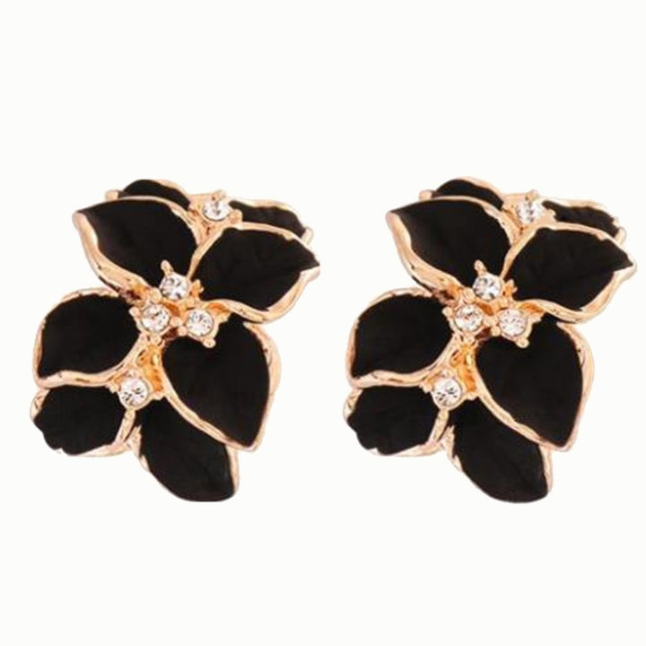 Cute Gardenia Flower Rhinestone Inlaid Ear Studs Women Earrings Jewelry Gift Image 10