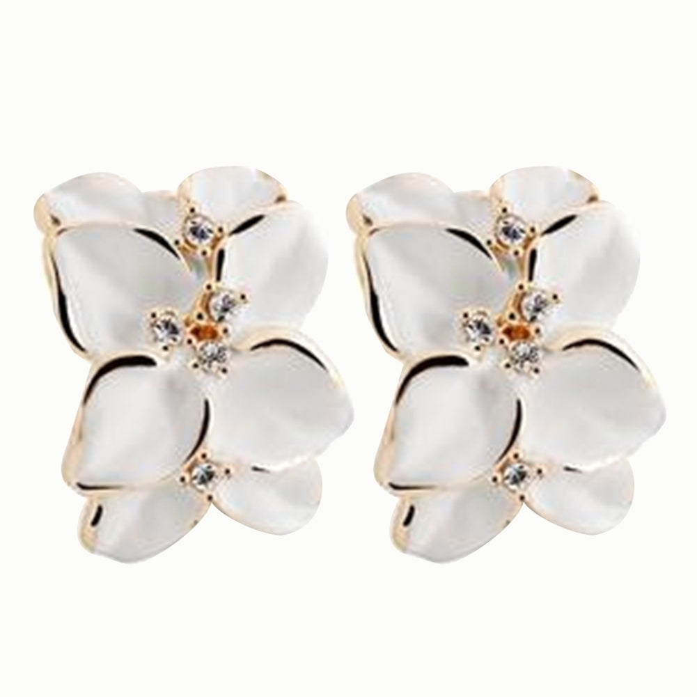 Cute Gardenia Flower Rhinestone Inlaid Ear Studs Women Earrings Jewelry Gift Image 11