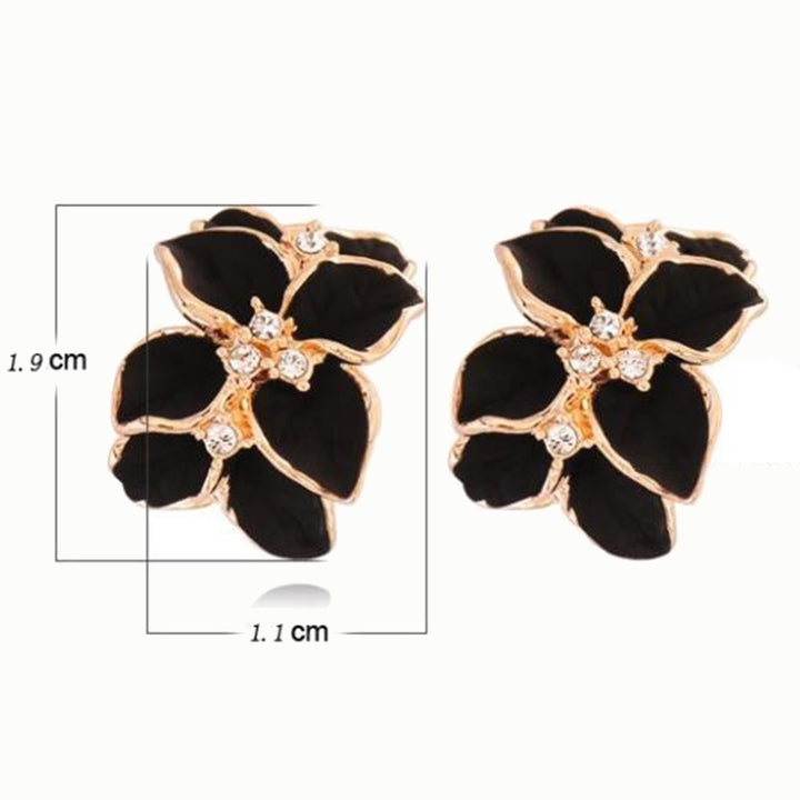 Cute Gardenia Flower Rhinestone Inlaid Ear Studs Women Earrings Jewelry Gift Image 12