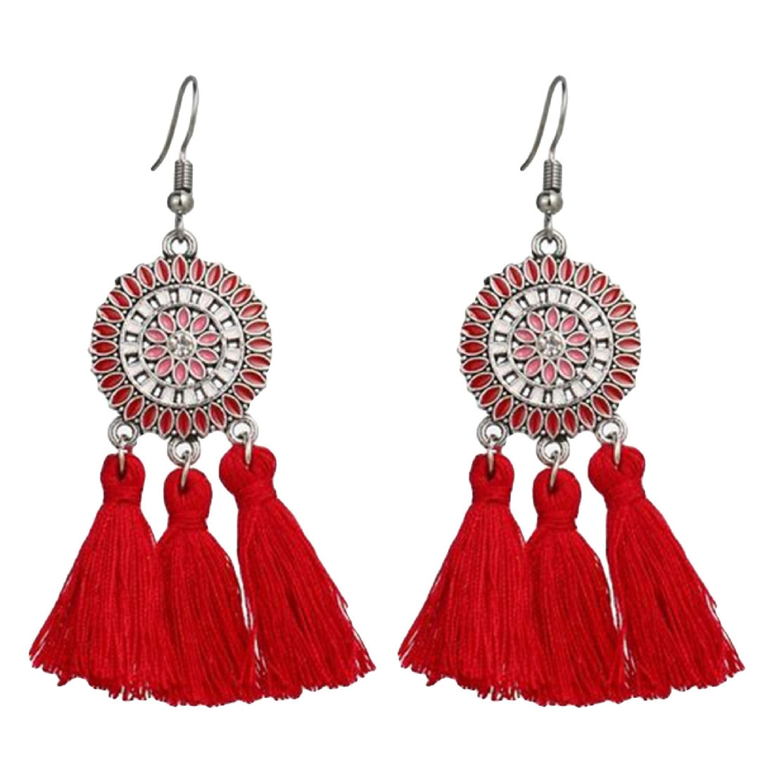 Earrings Bohemian Charming Look Alloy Sunflower Tassel Dangle Jewelry Earrings for Birthday Image 4