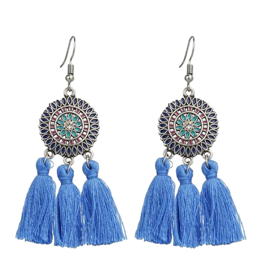 Earrings Bohemian Charming Look Alloy Sunflower Tassel Dangle Jewelry Earrings for Birthday Image 4