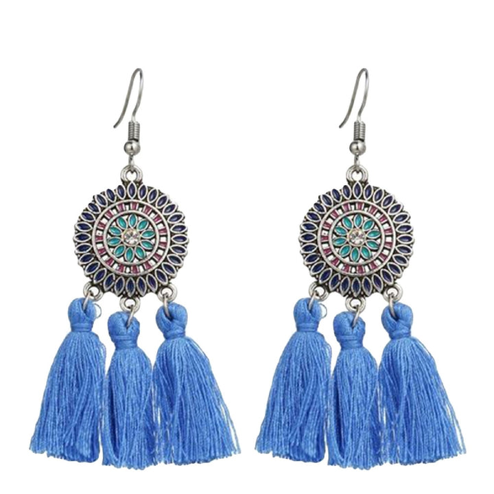 Earrings Bohemian Charming Look Alloy Sunflower Tassel Dangle Jewelry Earrings for Birthday Image 4