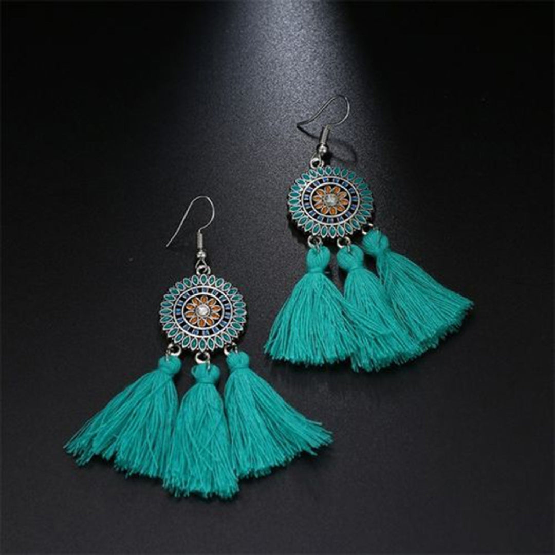 Earrings Bohemian Charming Look Alloy Sunflower Tassel Dangle Jewelry Earrings for Birthday Image 12