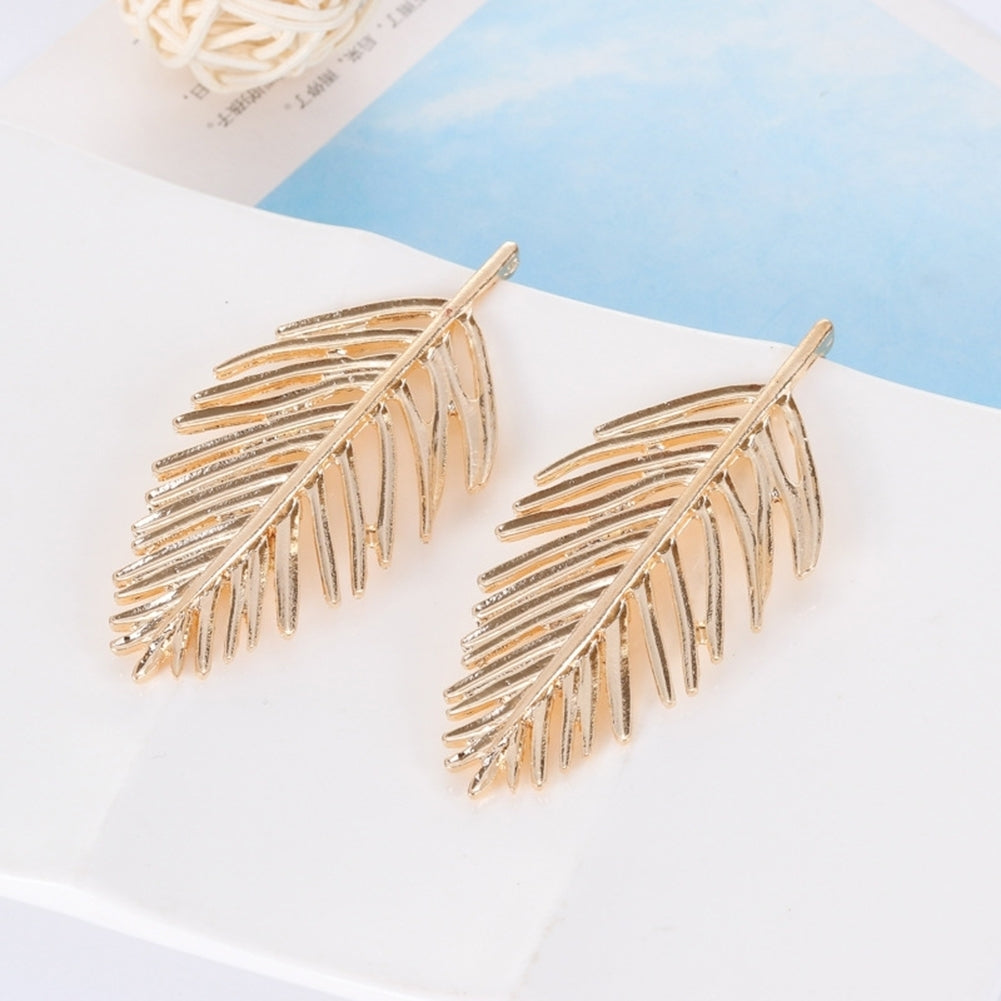 Fashion Metal Hollow Leaf Pendant Ear Studs Women Earrings Party Jewelry Gift Image 2