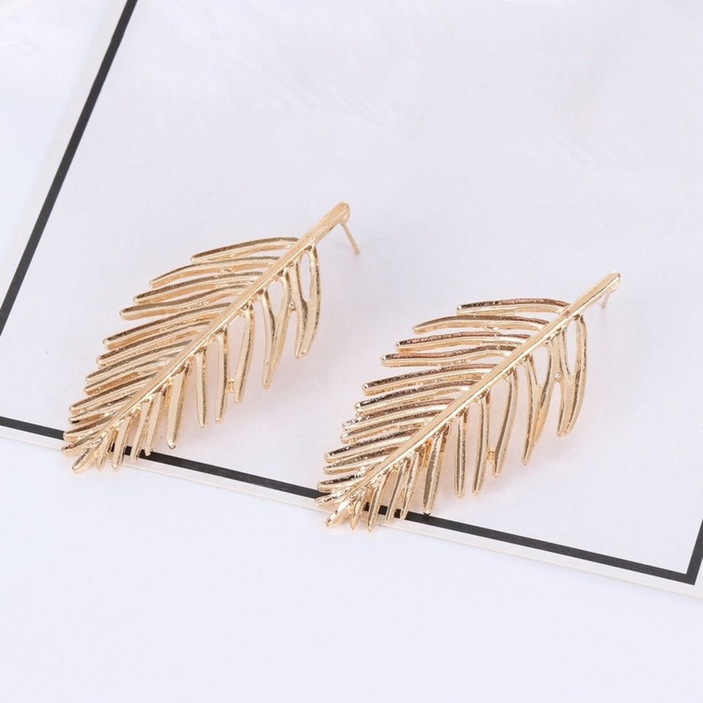 Fashion Metal Hollow Leaf Pendant Ear Studs Women Earrings Party Jewelry Gift Image 3