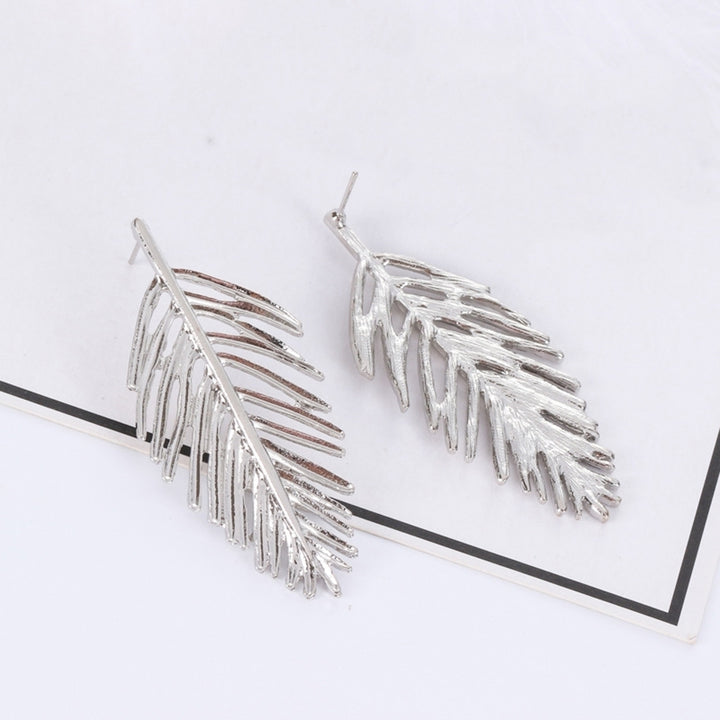 Fashion Metal Hollow Leaf Pendant Ear Studs Women Earrings Party Jewelry Gift Image 4