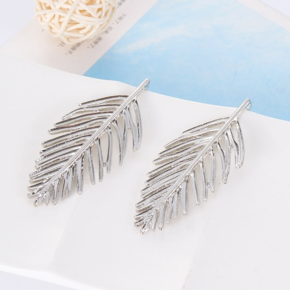 Fashion Metal Hollow Leaf Pendant Ear Studs Women Earrings Party Jewelry Gift Image 4